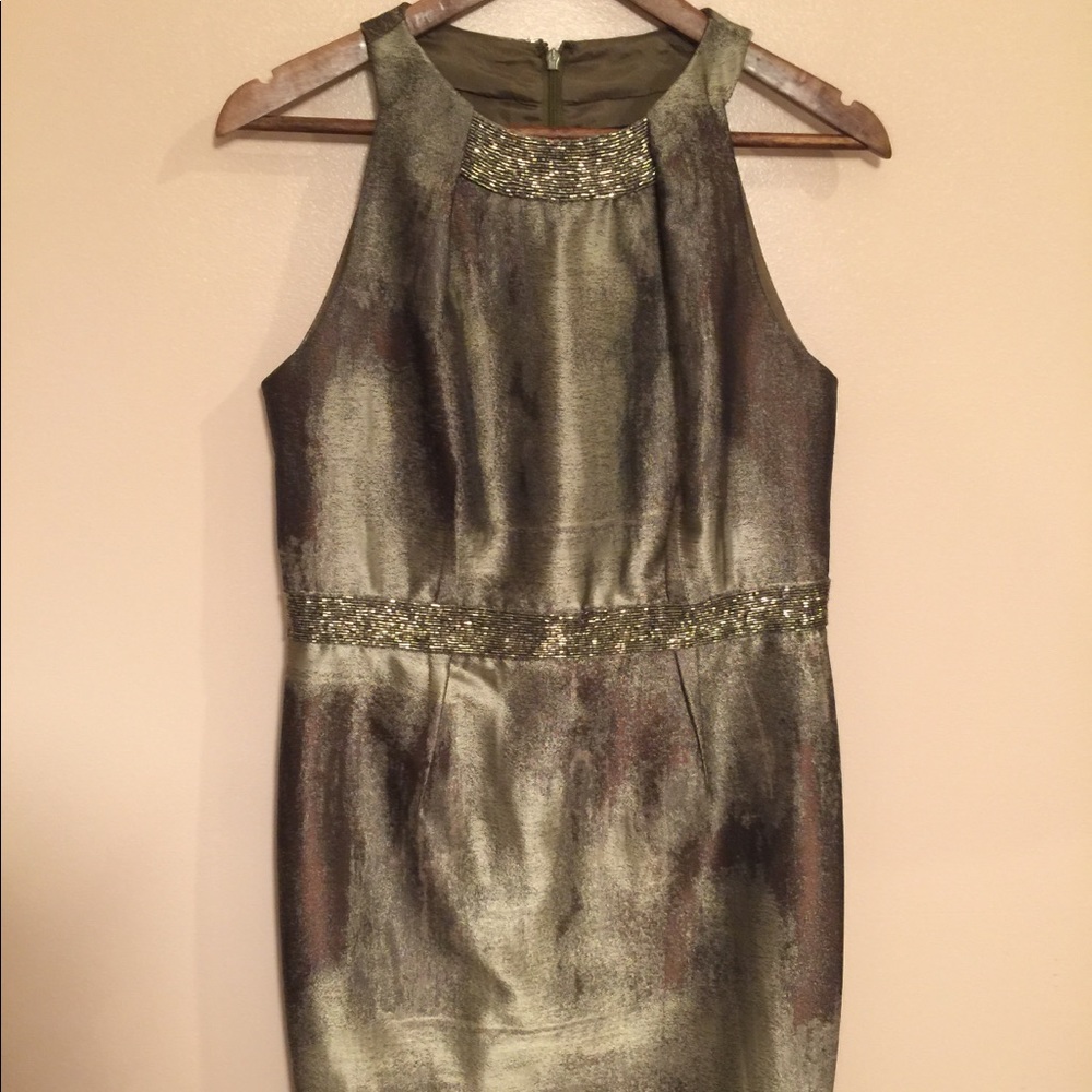 Carmen Marc Valvo Metallic Green Dress